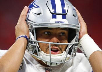 ATLANTA, GA - NOVEMBER 12: Dallas Cowboys quarterback Dak Prescott (4) warms up prior to an NFL football game between the Dallas Cowboys and the Atlanta Falcons on November 12, 2017 at Mercedes-Benz Stadium in Atlanta, GA. The Atlanta Falcons won the game 27-7. (Photo by Todd Kirkland/Icon Sportswire)