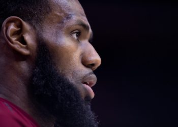 PHILADELPHIA, PA - APRIL 06: Cleveland Cavaliers Forward LeBron James (23) looks on during warmups before the game between the Cleveland Cavaliers and Philadelphia 76ers on April 06, 2018 at Wells Fargo Center in Philadelphia, PA. (Photo by Kyle Ross/Icon Sportswire)