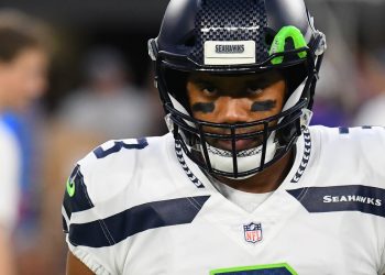 MINNEAPOLIS, MN - AUGUST 24: Seattle Seahawks Quarterback Russell Wilson (3) warms up before a preseason game between the Minnesota Vikings and the Seattle Seahawks on August 24, 2018 at U.S. Bank Stadium in Minneapolis, Minnesota. The Vikings defeated the Seahawks 21-20. (Photo by Nick Wosika/Icon Sportswire)