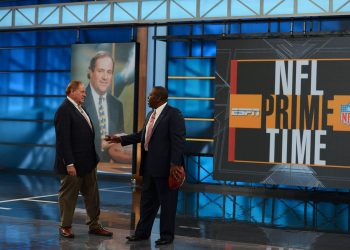 Bristol, CT - December 19, 2016 - Studio W: Chris Berman and Tom Jackson on the set of Monday Night Countdown
(Photo by Melissa Rawlins / ESPN Images)