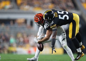 Pittsburgh, PA - September 30, 2019 - Heinz Field: Devin Bush (55) of the Pittsburgh Steelers during a regular season Monday Night Football game
(Photo by Allen Kee / ESPN Images)