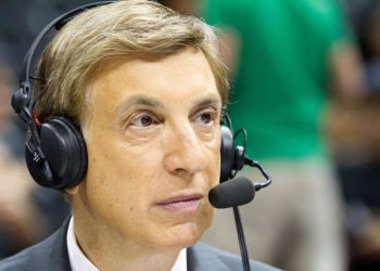 29 April 2012: Turner sports Marv Albert during Boston Celtics v Atlanta Hawks in the Eastern Conference First Round Game 1 at Philips Arena in Atlanta, GA.