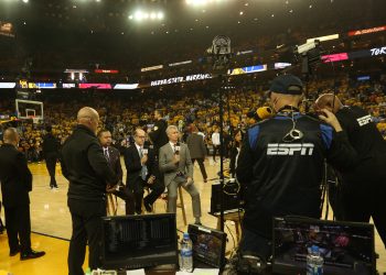 Oakland, CA - June 5, 2019 - Oracle Arena: Jeff Van Gundy, Mike Breen and Mark Jackson during the NBA Finals
(Photo by Matt Morning  / ESPN Images)