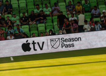 AUSTIN, TX - JULY 23: The Apple TV MLS Season Pass logo is displayed field side before the MLS All-Star Game between MLS All-Stars and Liga MX All-Stars on July 23, 2025, at Q2 Stadium in Austin, TX. (Photo by David Buono/Icon Sportswire)