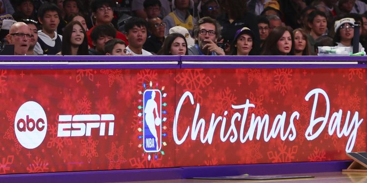 Los Angeles, CA - December 25, 2025 - crypto.com Arena: ESPN signage during the regular season NBA on Christmas game.
(Photo by Melina Pizano / ESPN Images)