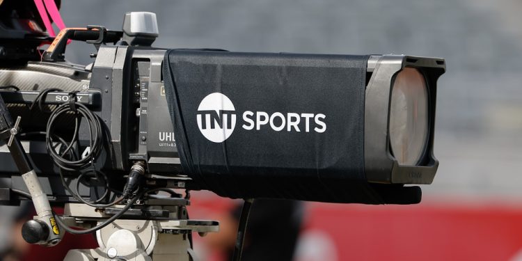 TEMPE, AZ - NOVEMBER 15: The TNT Sports logo on a TV camera before the college football game between the West Virginia Mountaineers and the Arizona State Sun Devils on November 15, 2025 at Mountain America Stadium in Tempe, Arizona. (Photo by Kevin Abele/Icon Sportswire)