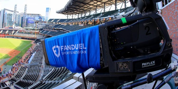 ATLANTA, GA - JULY 04: A FanDuel Sports Network HDTV broadcast TV camera before the MLB game between the Baltimore Orioles and the Atlanta Braves played on the 4th of July 2025 at Truist Park in Atlanta, Georgia.  (Photo by David J. Griffin/Icon Sportswire)