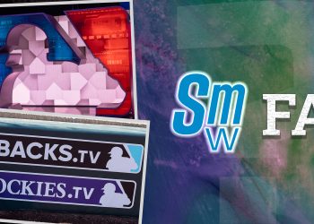 (Illustration) MLB Network MLB Logo – Courtesy: Derek Futterman, Sports Media Watch | DBacks.TV, Rockies.TV Logos – SCOTTSDALE, AZ - FEBRUARY 22: Dbacks.TV and Rockies.TV logo on the wall before the MLB Spring Training baseball game between the Arizona Diamondbacks and the Colorado Rockies on February 22, 2025 at Salt River Fields at Talking Stick in Scottsdale, Arizona. (Photo by Kevin Abele/Icon Sportswire)