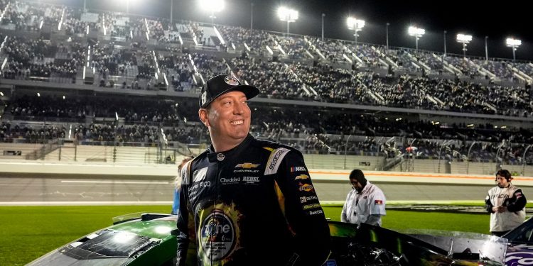 Kyle Busch, (8) prepars during the first of two NASCAR Daytona 500 qualifying auto races at Daytona International Speedway, Thursday, Feb. 12, 2026, in Daytona Beach, Fla. (AP Photo/Mike Stewart)