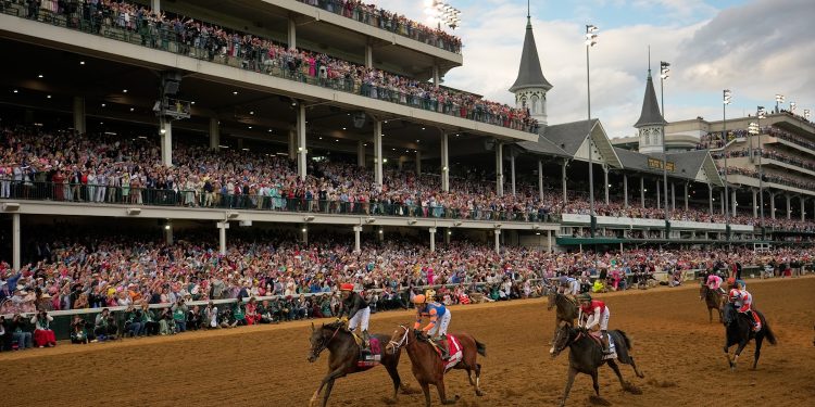 Golden Tempo, left, ridden by Jose L. Ortiz wins the 152nd running of the Kentucky Derby horse race at Churchill Downs, Saturday, May 2, 2026, in Louisville, Ky. (AP Photo/Abbie Parr)