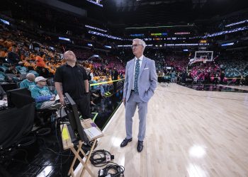 San Antonio, TX - June 3, 2026 - Frost Bank Center:  Mike Breen prior to game one of the 2026 NBA Finals.
(Photo by Ben Solomon / ESPN Images)