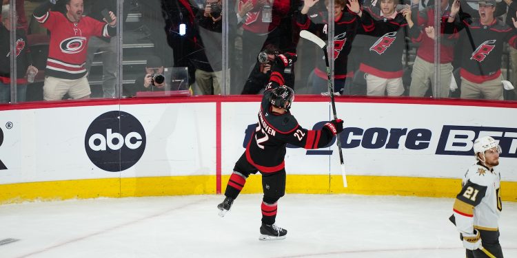 Raleigh, NC - June 4, 2026 - Lenovo Center: Logan Stankoven (22) of the Carolina Hurricanes during game two of the 2026 Stanley Cup Final.
(Photo by Phil Ellsworth / ESPN Images)