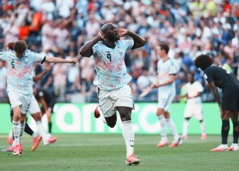 3F08FK0 Seattle, USA. 6th July, 2026. Romelu Lukaku (C) of Belgium celebrates scoring during the round of 16 match between the United States and Belgium at the 2026 FIFA World Cup at Seattle Stadium in Seattle, the United States, July 6, 2026. Credit: Xu Chang/Xinhua/Alamy Live News