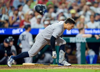 New York Yankees' Anthony Volpe reacts after striking out to end the top of the seventh inning of a baseball game against the Philadelphia Phillies, Sunday, July 26, 2026, in Philadelphia. (AP Photo/Chris Szagola)