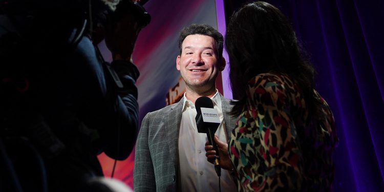 CBS Sports’ Super Bowl LVIII Media Day press conference on Tuesday, February 6, 2024 at the Mandalay Bay for Super Bowl LVIII. Pictured Tony Romo. Photo: Gail Schulman/CBS ©2024 CBS Broadcasting, Inc. All Rights Reserved