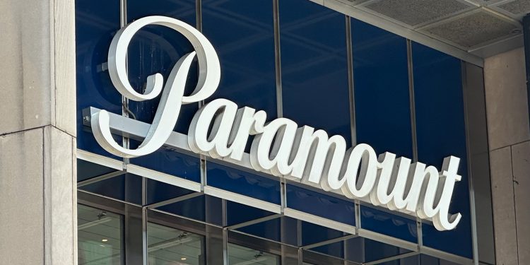 The Paramount logo is pictured in New York City. Courtesy: Derek Futterman, Sports Media Watch