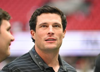 ATLANTA, GA - NOVEMBER 16: Former Carolina player Luke Kuechly on the field prior to the start of the NFL game between the Carolina Panthers and the Atlanta Falcons on November 16th, 2025 at Mercedes-Benz Stadium in Atlanta, GA. (Photo by Rich von Biberstein/Icon Sportswire)