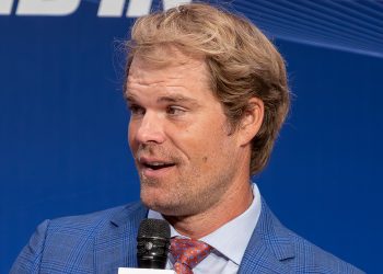 Greg Olsen speaks at the Front Office Sports Tuned In Summit in 2025. Courtesy: Derek Futterman, Sports Media Watch