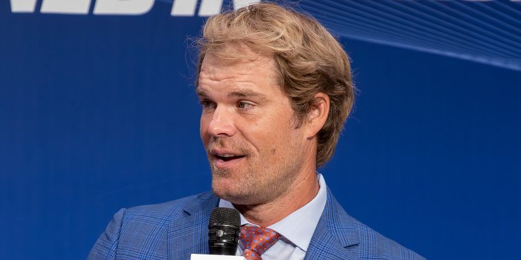 Greg Olsen speaks at the Front Office Sports Tuned In Summit in 2025. Courtesy: Derek Futterman, Sports Media Watch
